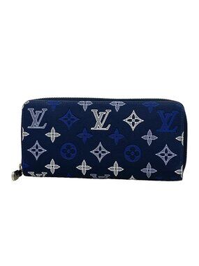 Louis Vuitton Wallet Monogram Shadow Zippy Horizontal Navy Blue
